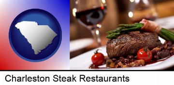 a steak dinner in Charleston, SC