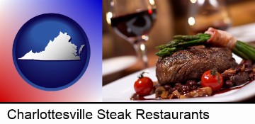 a steak dinner in Charlottesville, VA