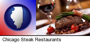 Chicago, Illinois - a steak dinner