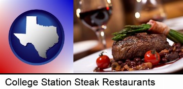 a steak dinner in College Station, TX