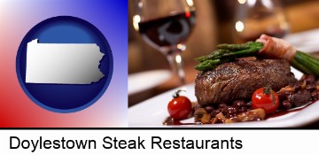 a steak dinner in Doylestown, PA