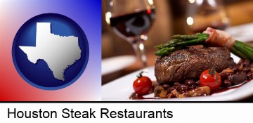 a steak dinner in Houston, TX
