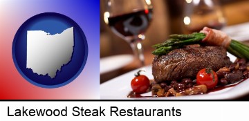 a steak dinner in Lakewood, OH
