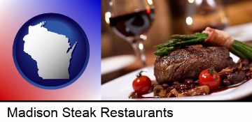 a steak dinner in Madison, WI