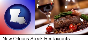 New Orleans, Louisiana - a steak dinner