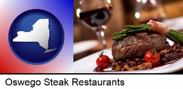 a steak dinner in Oswego, NY