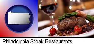 Philadelphia, Pennsylvania - a steak dinner