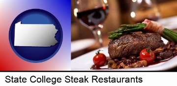 a steak dinner in State College, PA