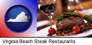 Virginia Beach, Virginia - a steak dinner