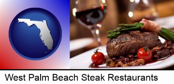 a steak dinner in West Palm Beach, FL