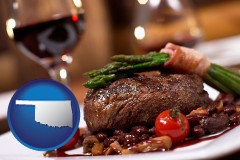a steak dinner - with Oklahoma icon