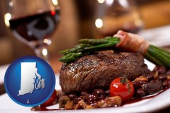 a steak dinner - with Rhode Island icon
