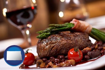 a steak dinner - with North Dakota icon