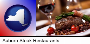 a steak dinner in Auburn, NY