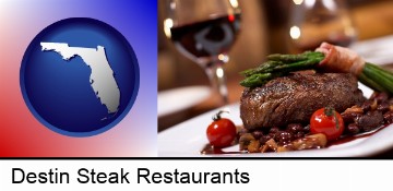 a steak dinner in Destin, FL