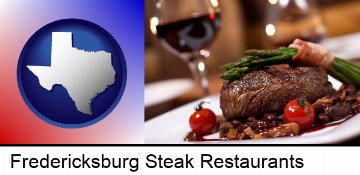 a steak dinner in Fredericksburg, TX