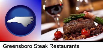 a steak dinner in Greensboro, NC