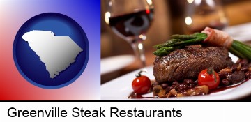 a steak dinner in Greenville, SC