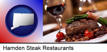 a steak dinner in Hamden, CT