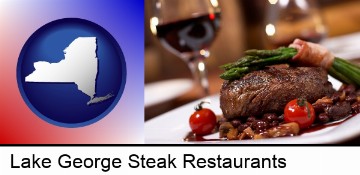 a steak dinner in Lake George, NY