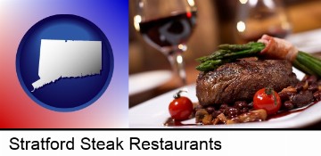 a steak dinner in Stratford, CT