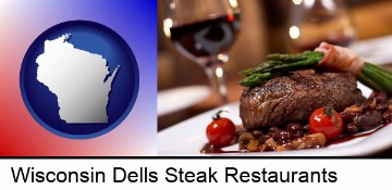 a steak dinner in Wisconsin Dells, WI